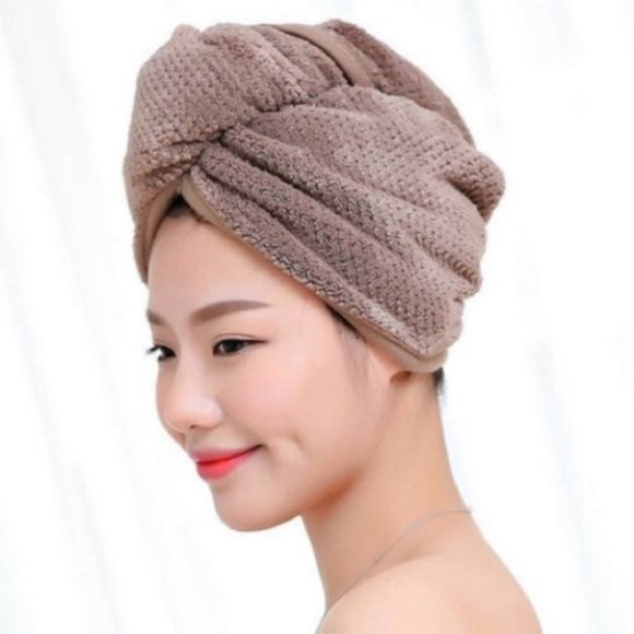 (Set of 4) 2 Microfiber Hair Towel Wraps+ 1 Spa Headband+ 1 Shower Puff - Picture 9 of 9